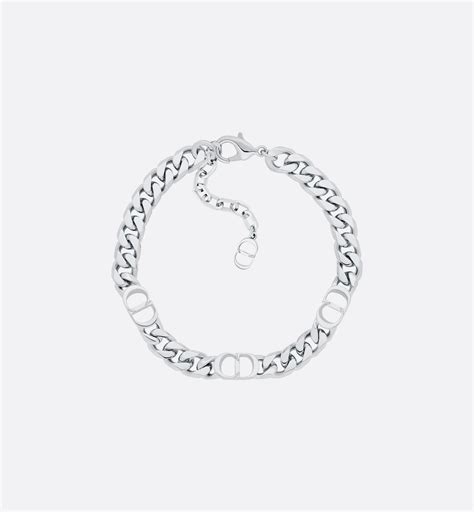 CD Icon Thin Chain Link Bracelet Silver .